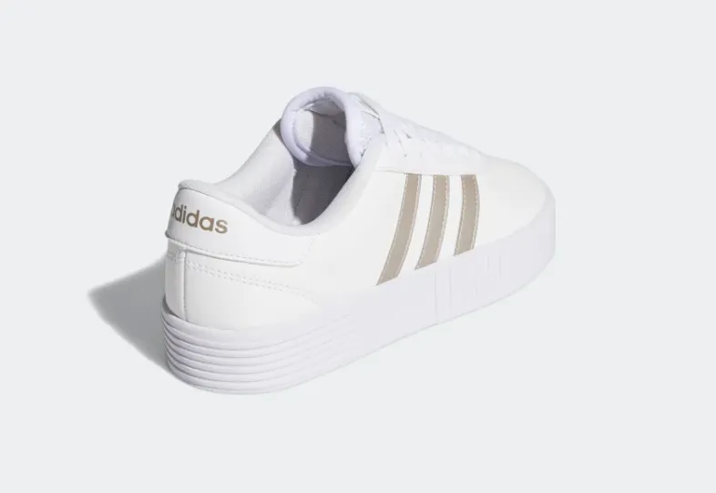 Adidas scarpa sneakers da donna con zeppa Court Bold FX3489 bianco-platino