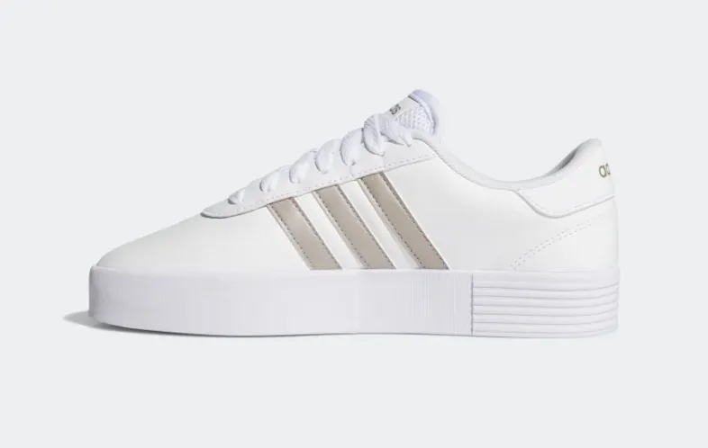 Adidas scarpa sneakers da donna con zeppa Court Bold FX3489 bianco-platino