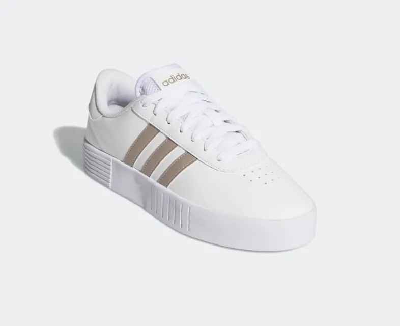 Adidas scarpa sneakers da donna con zeppa Court Bold FX3489 bianco-platino