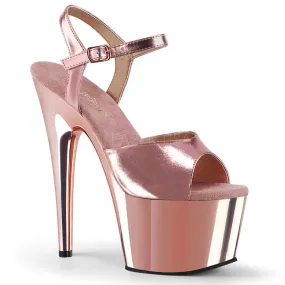 Adore-709 Rose Gold Metallic Pu./Rose Gold Chrome, 7" Heels (Speed Heels)