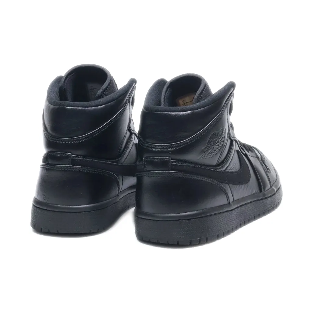 Air Jordan 1 Mid High-Top Sneakers Leather Black Colour For Women