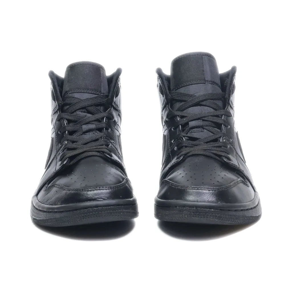 Air Jordan 1 Mid High-Top Sneakers Leather Black Colour For Women