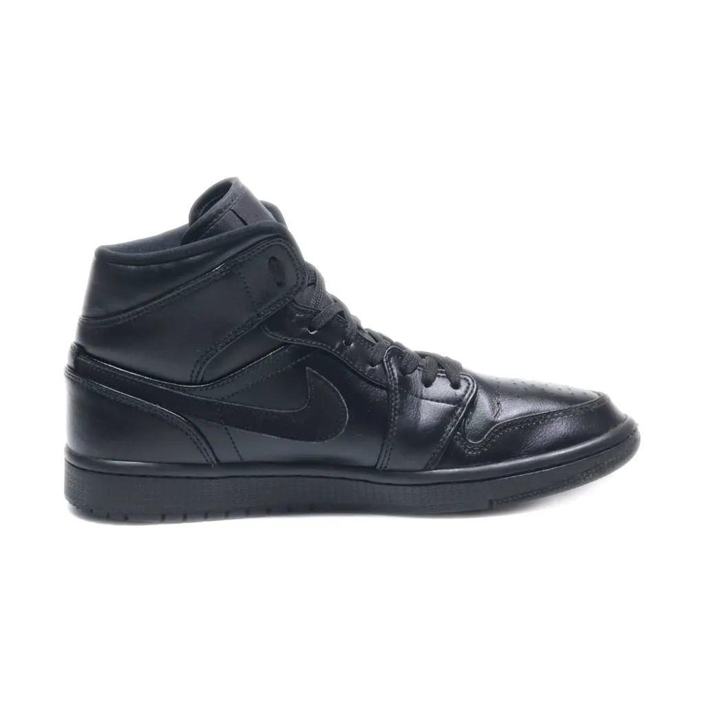 Air Jordan 1 Mid High-Top Sneakers Leather Black Colour For Women