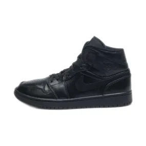 Air Jordan 1 Mid High-Top Sneakers Leather Black Colour For Women