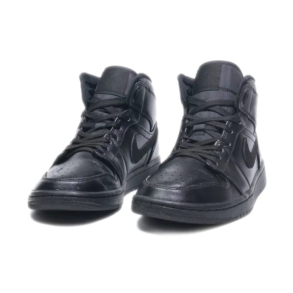 Air Jordan 1 Mid High-Top Sneakers Leather Black Colour For Women