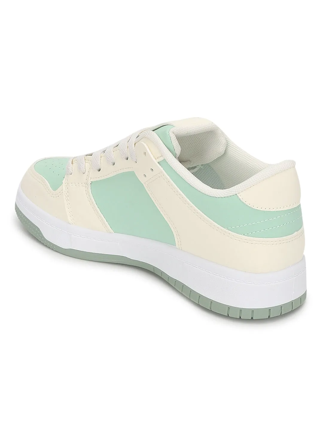 Beige Green PU Stylish Lace-Up Sneakers (TC-RS3694-BEIGRN)