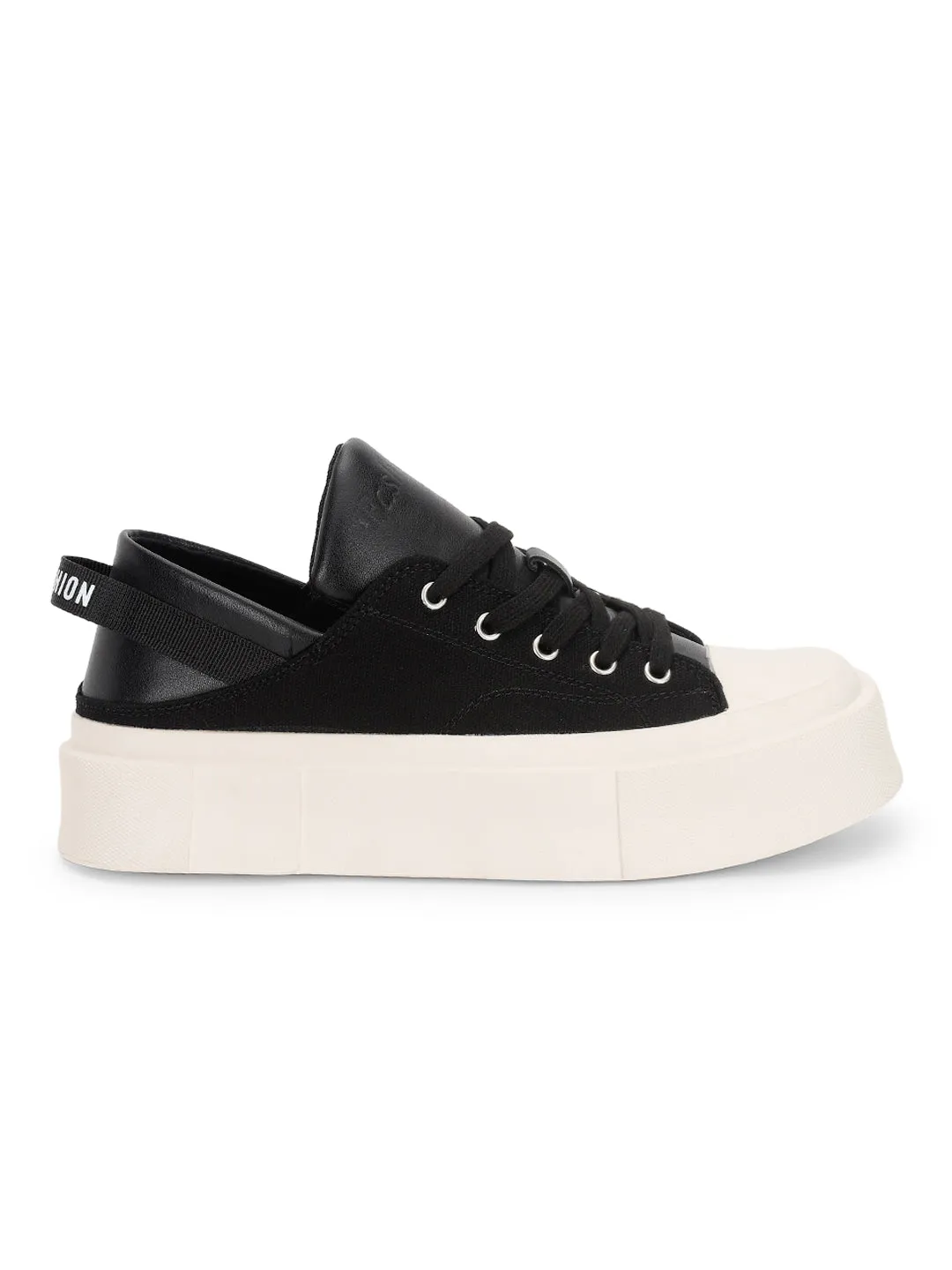 Black Canvas Stylish Lace-Up Sneakers (TC-RS3700-BLK)