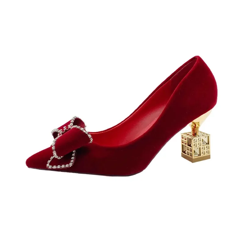 Boxed In- The Caged Box Heel Tapestry Shoes