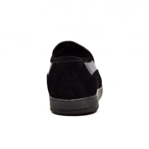 British Walkers Norwich Bally Style Men's Black Suede and Leather Slip Ons