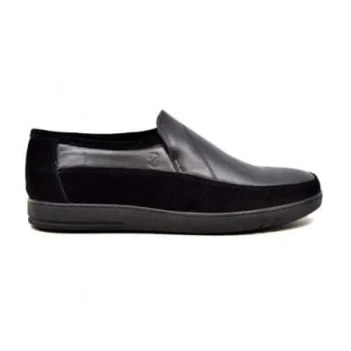 British Walkers Norwich Bally Style Men's Black Suede and Leather Slip Ons