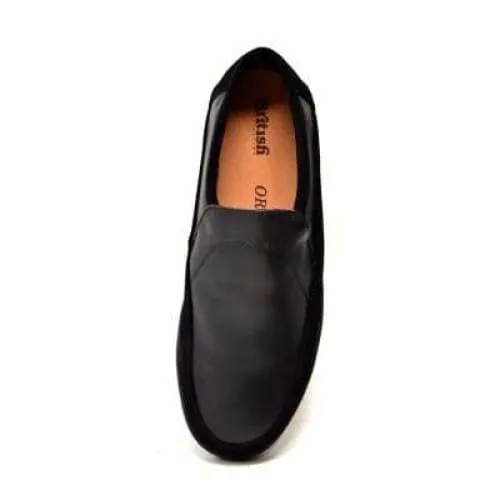 British Walkers Norwich Bally Style Men's Black Suede and Leather Slip Ons