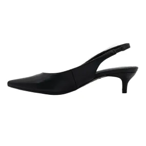 Christian Siriano Sage Side Bow Kitten Heels Leather Black Colour For Women