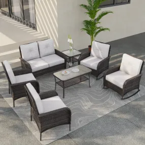 COOS BAY 7-Piece PE Rattan Outdoor Patio Furniture Set