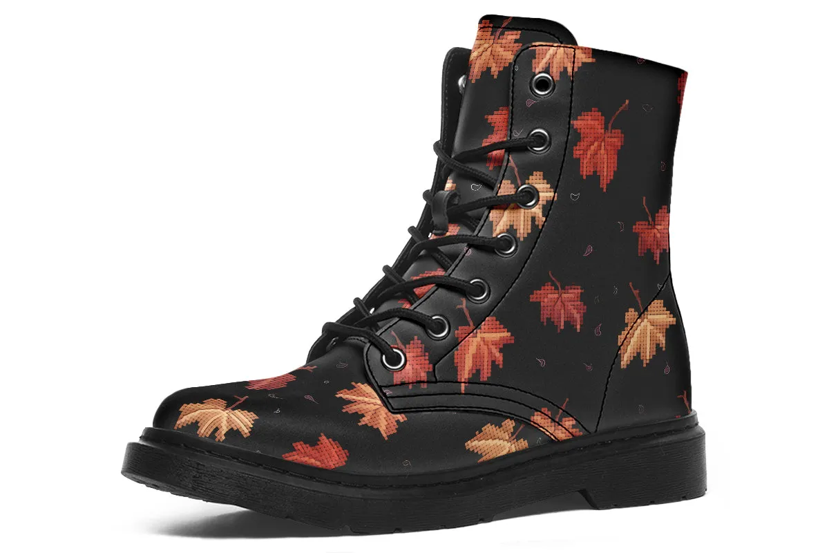 Cozy Autumn Boots - Vegan Leather Doc-Style Boots with Durable Stitched on Soles