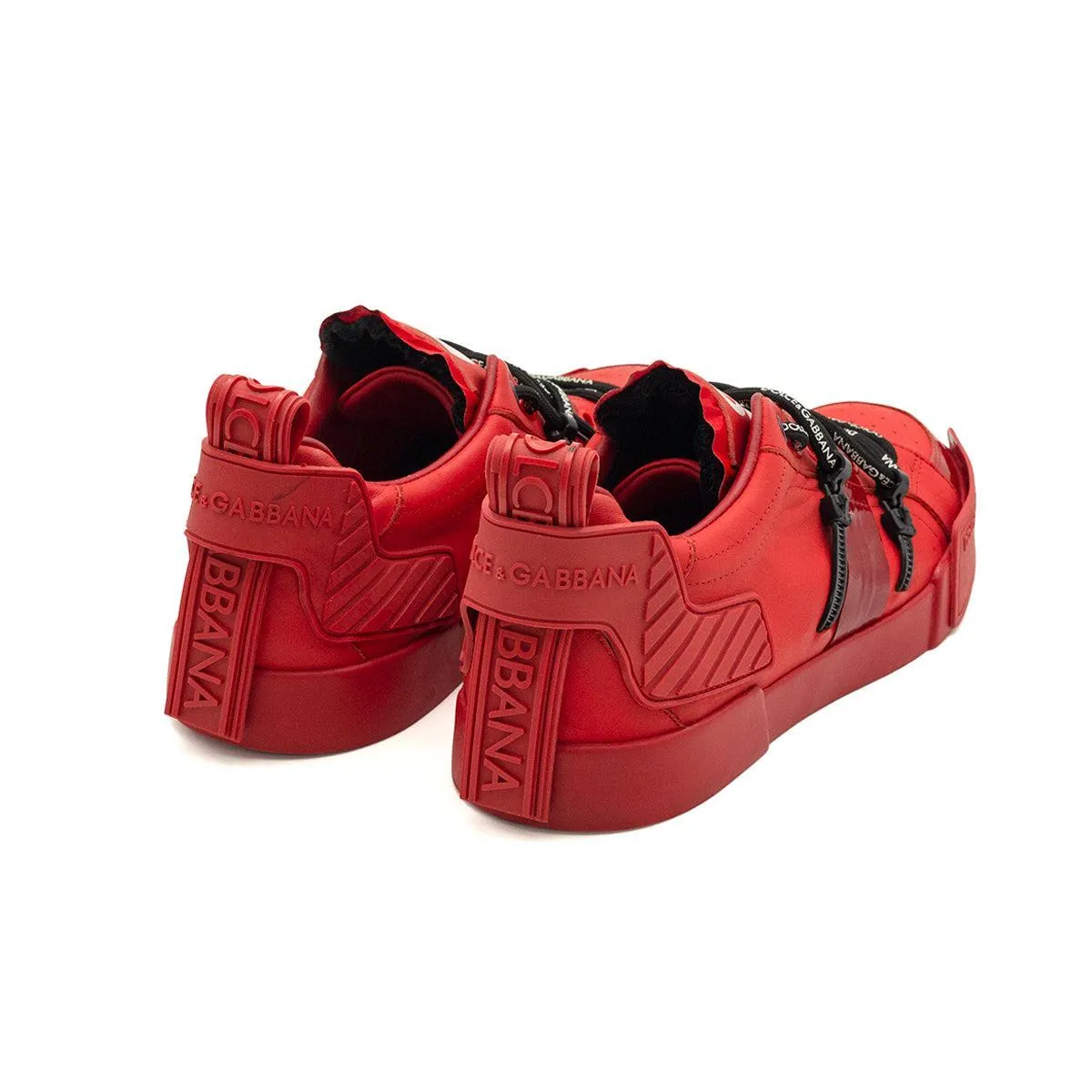 Dolce & Gabbana Portofino Low-Top Sneakers Leather Red Colour For Men