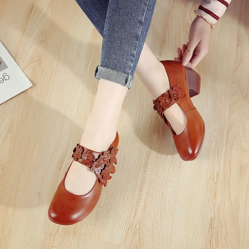 Elegant Genuine Leather Original Hollow Cowhide Flower Women Fashion Shoes