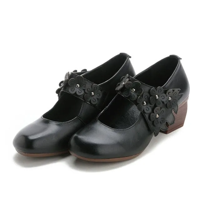 Elegant Genuine Leather Original Hollow Cowhide Flower Women Fashion Shoes