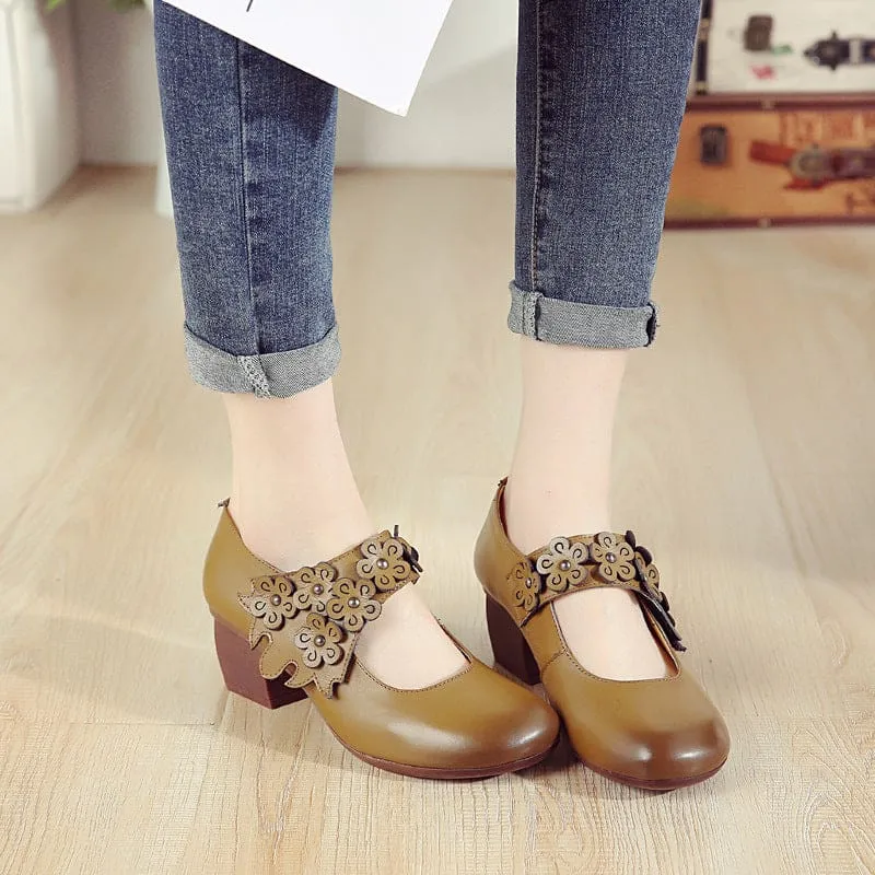 Elegant Genuine Leather Original Hollow Cowhide Flower Women Fashion Shoes