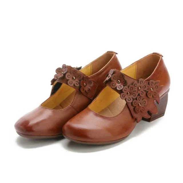 Elegant Genuine Leather Original Hollow Cowhide Flower Women Fashion Shoes