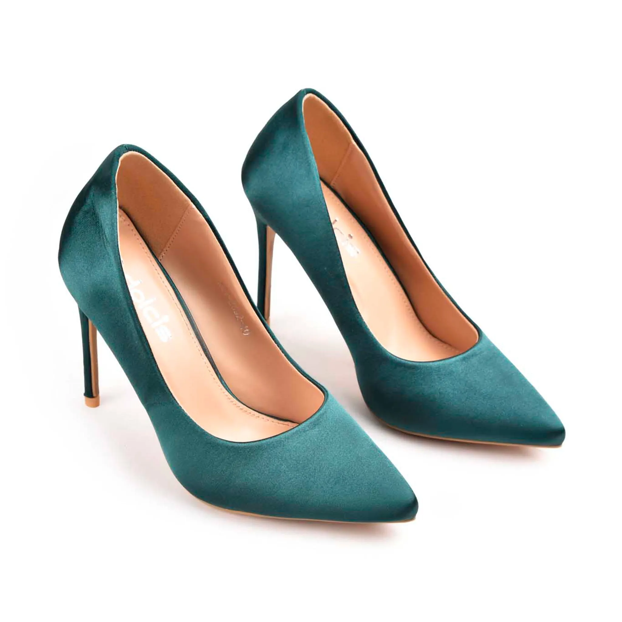 Elegant Teal Satin High Heel Pumps | 471M-K