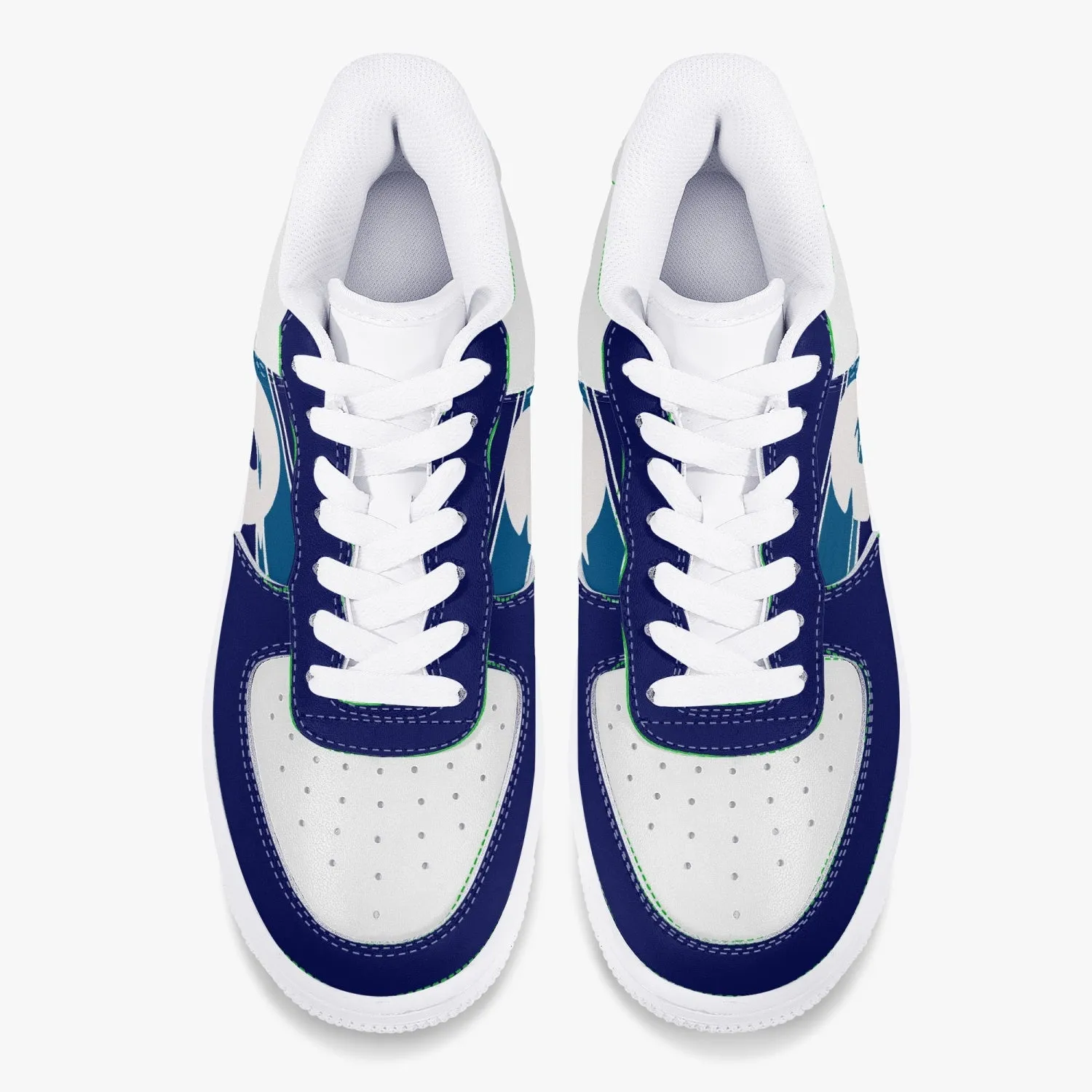 Low-Top Leather Sports Sneakers Blue Navy