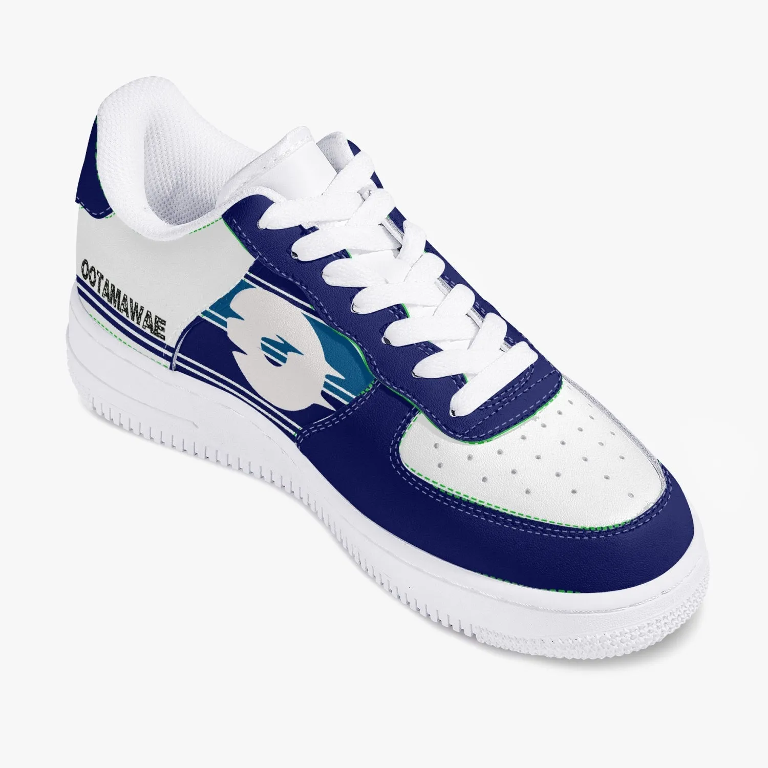 Low-Top Leather Sports Sneakers Blue Navy