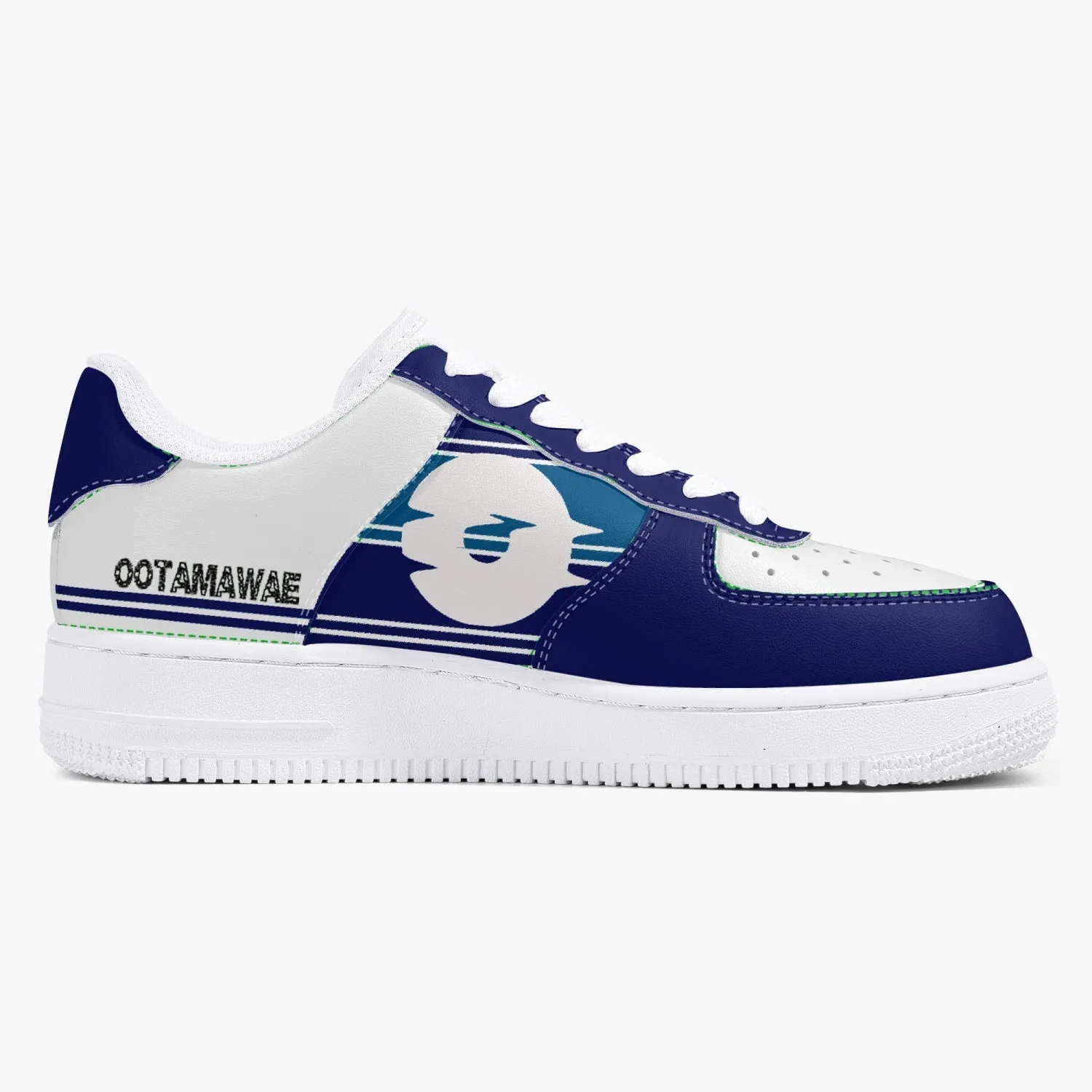 Low-Top Leather Sports Sneakers Blue Navy