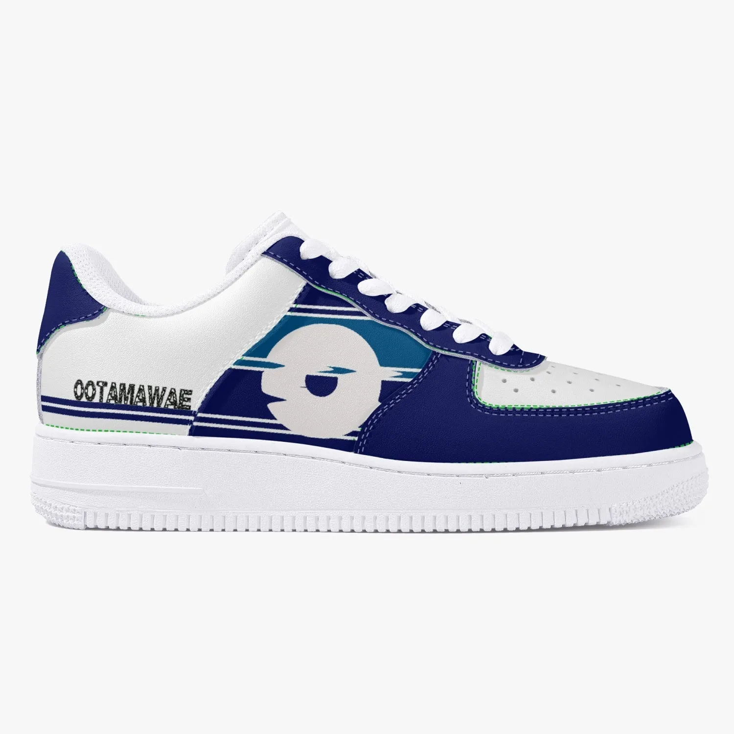 Low-Top Leather Sports Sneakers Blue Navy