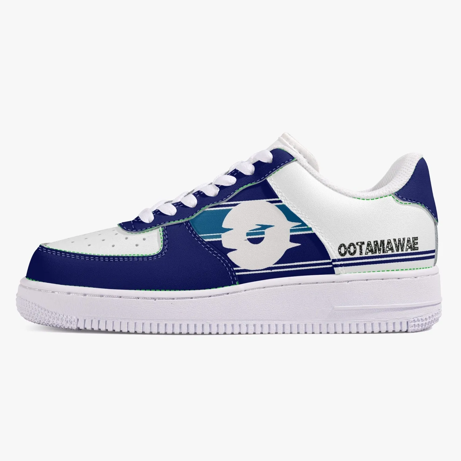 Low-Top Leather Sports Sneakers Blue Navy