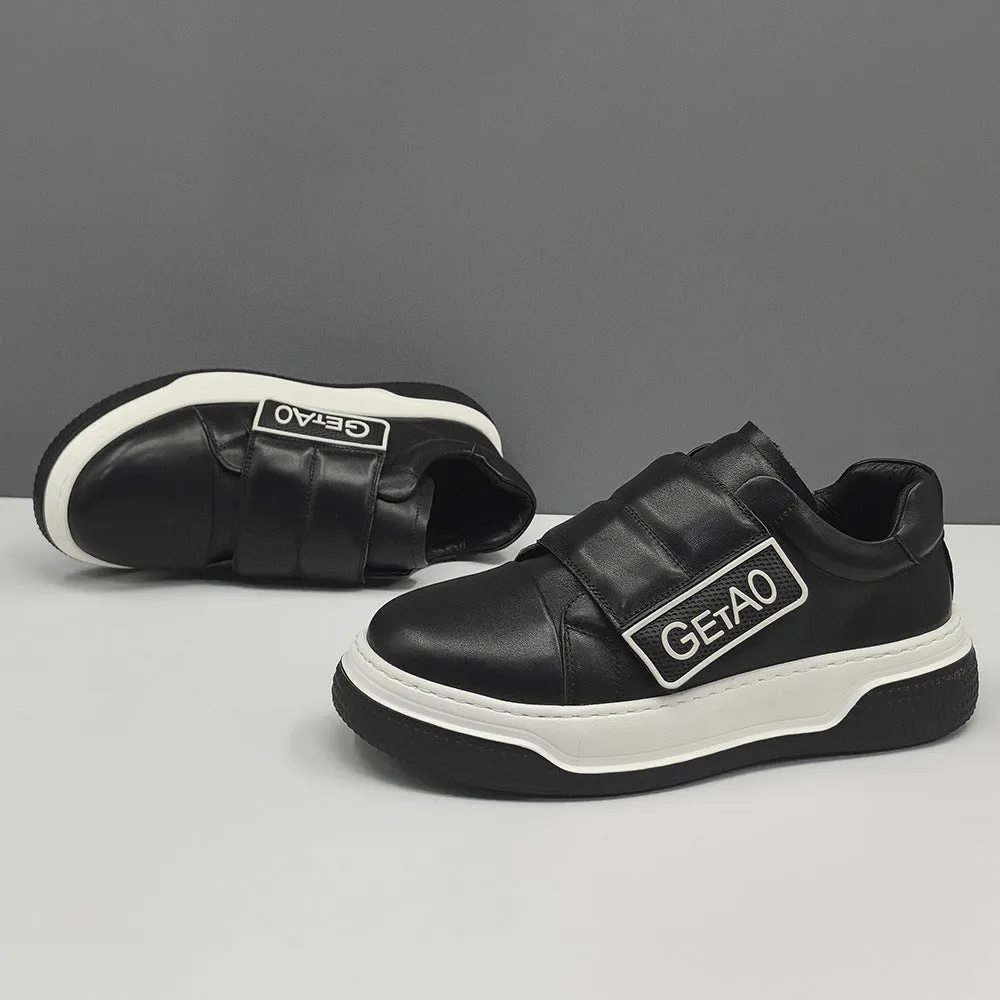 Men Stylish Leather Casual Velcro Sneakers