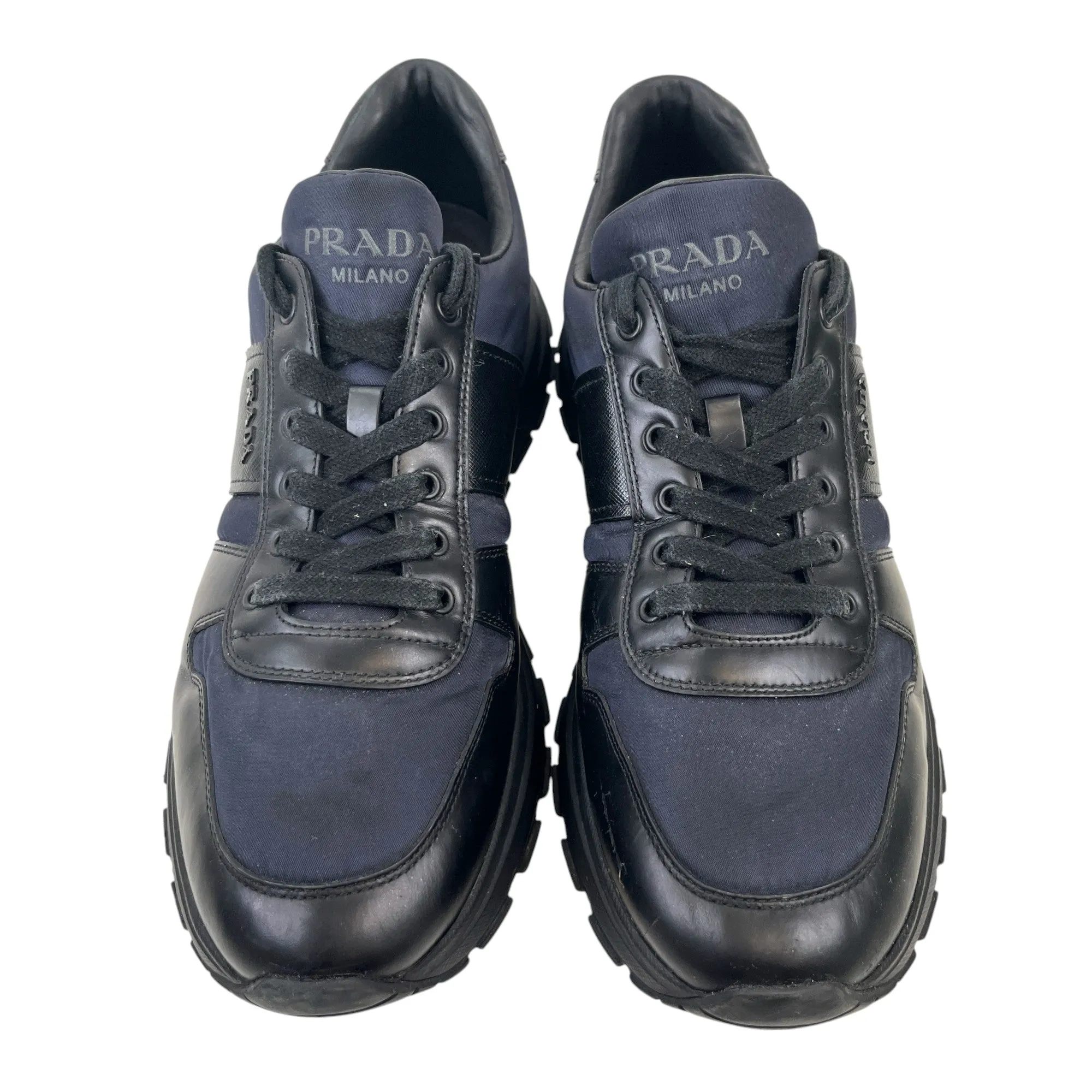 Men's Nylon Logo Low Trainers Navy Size EU 43 / UK 9