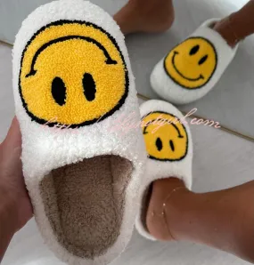 Smiley plush slippers