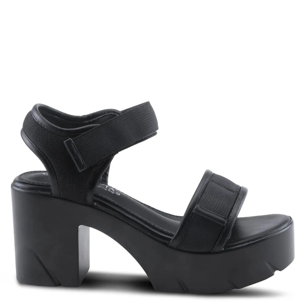 Spring Step Shoes Women's Black Leather Sandals