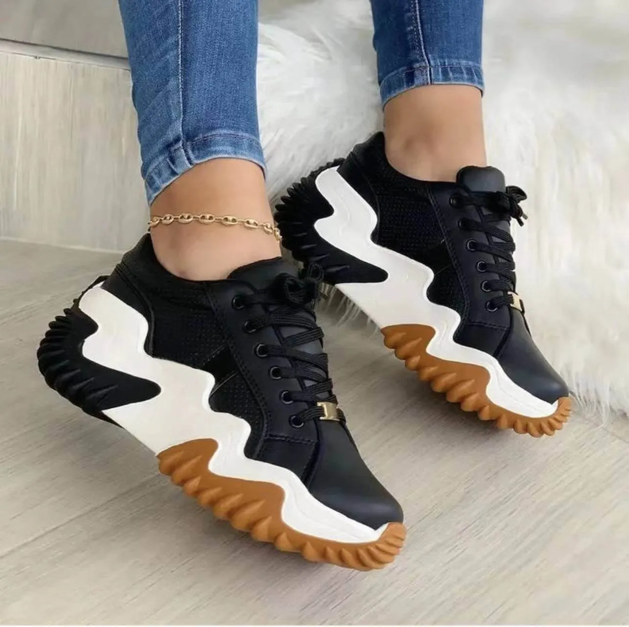 Women Shoes Lace-up Sports Sneakers